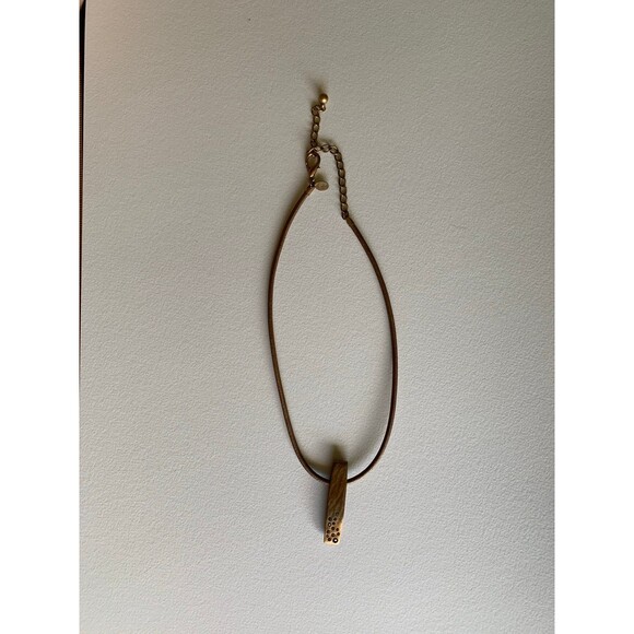 Art to Wear Necklace, Leather Cord Bronze Copper Color - Picture 1 of 7